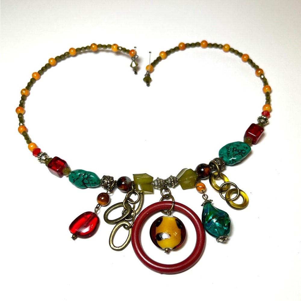 Colorful beaded choker necklace